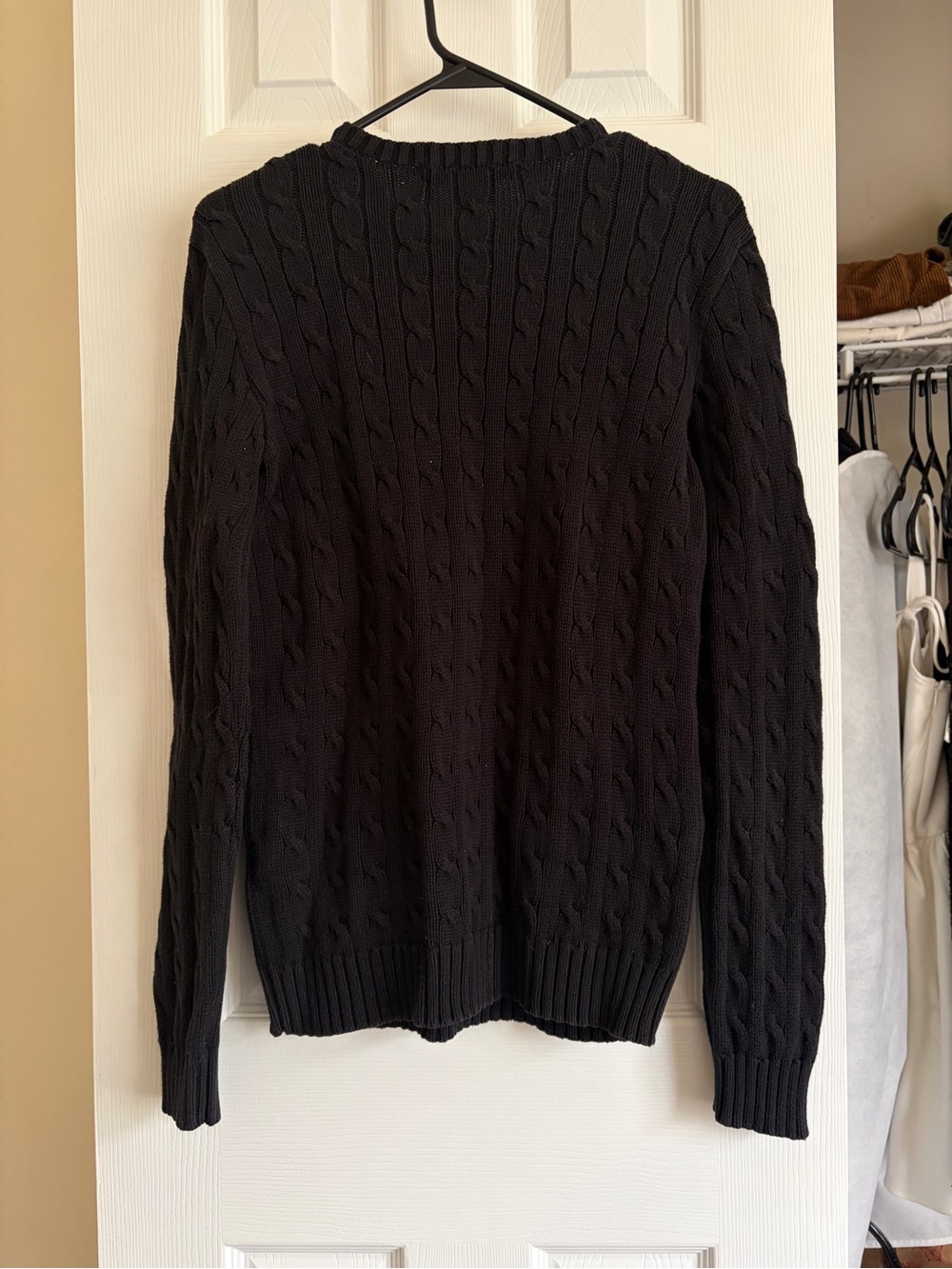 Ralph Lauren black cable-knit crewneck sweater cotton, Large - Picture 8 of 8